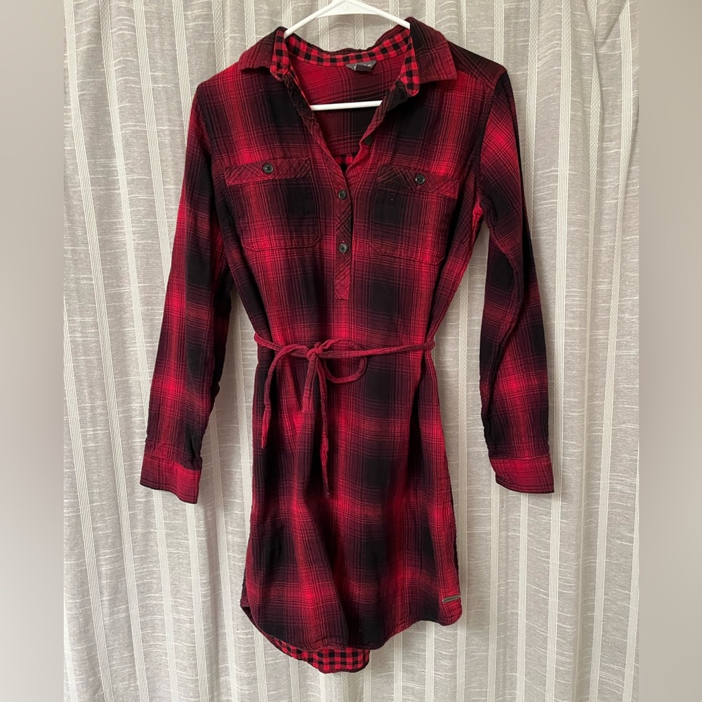 Eddie Bauer Red and Black Flannel Mini Dress